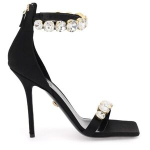 Versace Embellished Crystal satin sandals heels